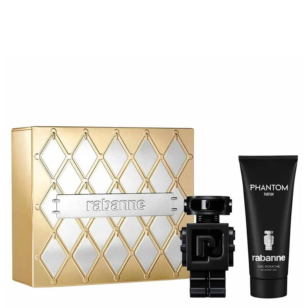 Kit Perfume Rabanne Phantom Masculino - Parfum 50ml + Gel de Banho 100ml