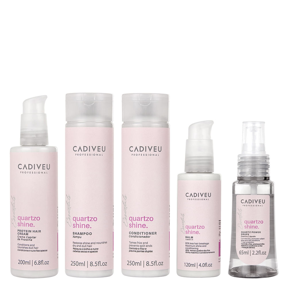 Kit Cadiveu Essentials Quartzo Shine Cuidado Total - 5 Produtos