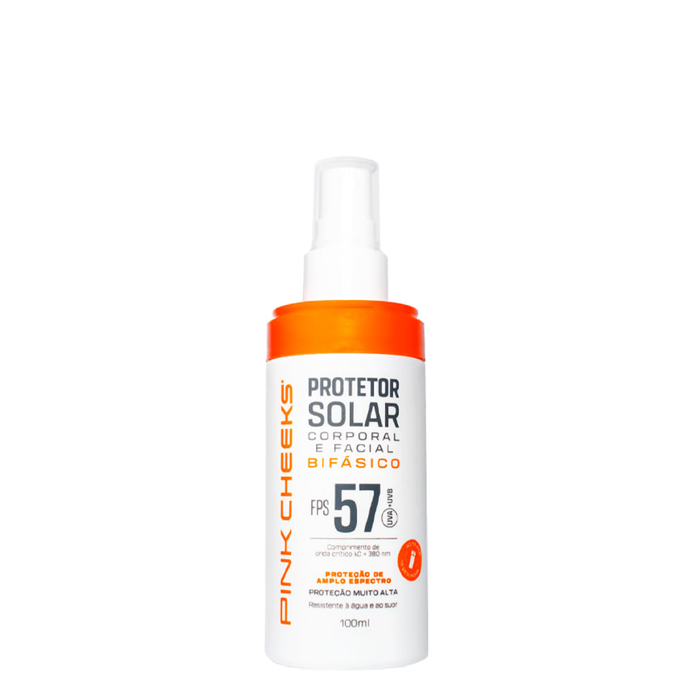 Protetor Solar Corporal e Facial Pink Cheeks Bifásico FPS 57 FPUVA 30 100ml
