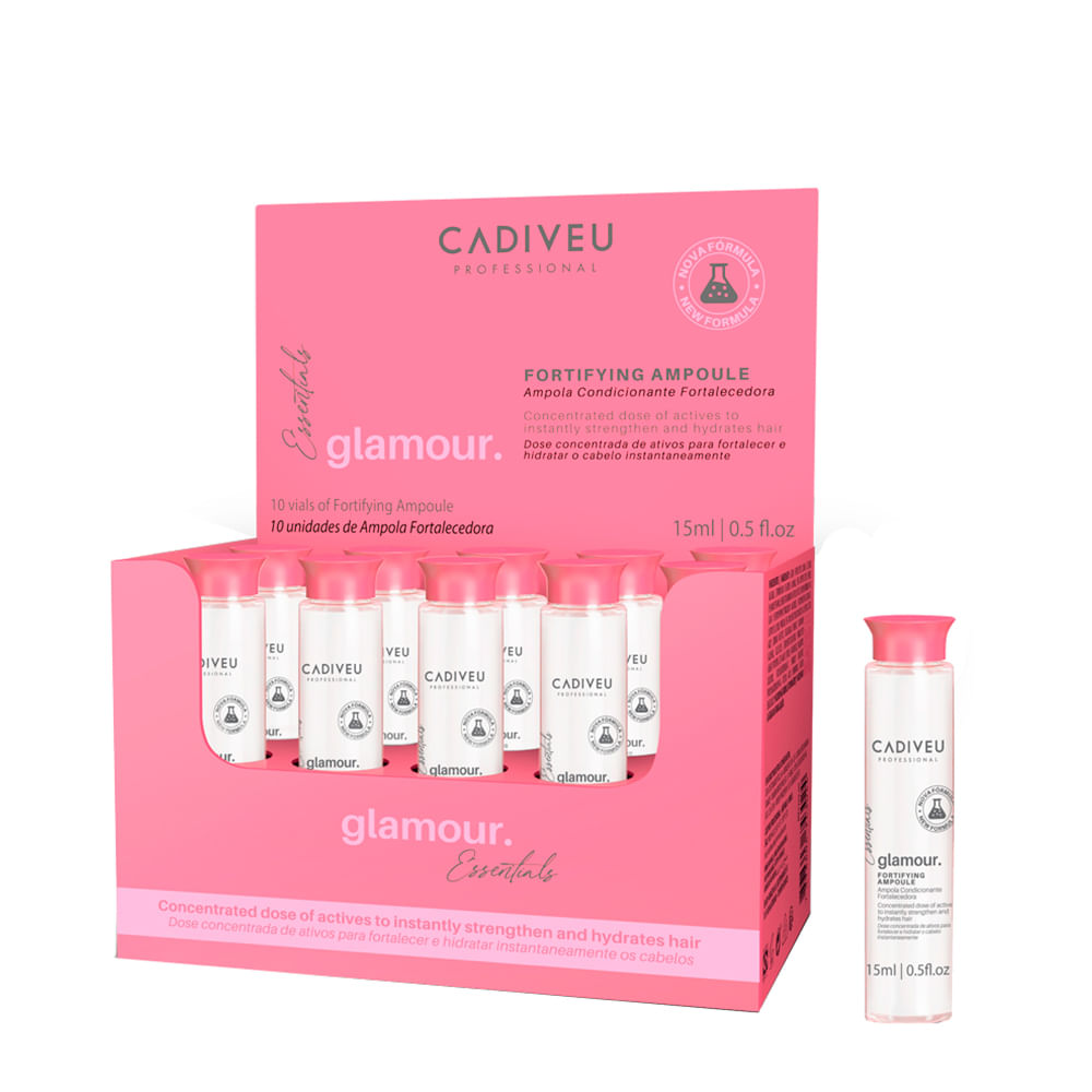 Caixa de Ampola Fortalecedora Cadiveu Essentials Glamour 10 X 15ml