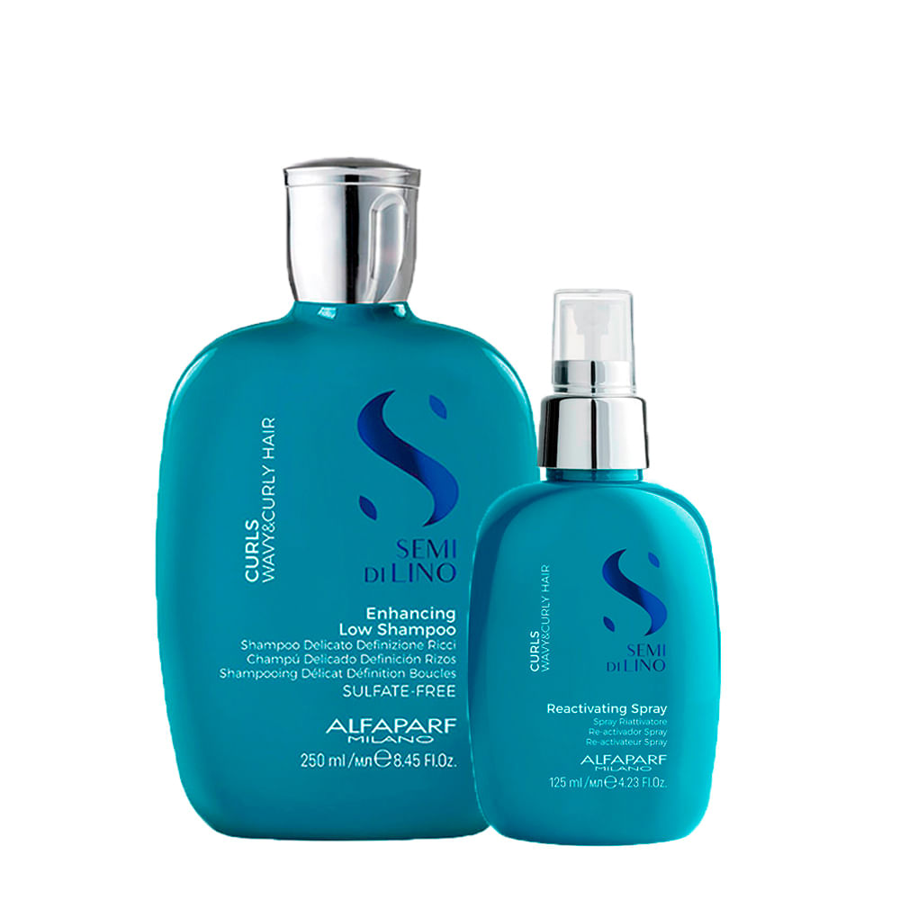Kit Alfaparf Milano Professional Semi Di Lino Curls - Shampoo 250ml + Spray 125ml