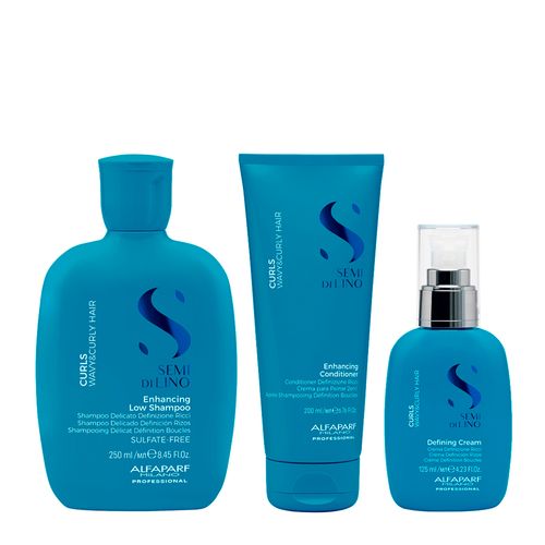 Kit Alfaparf Milano Professional Semi Di Lino Curls - Shampoo 250ml + Condicionador 200ml + Creme 125ml