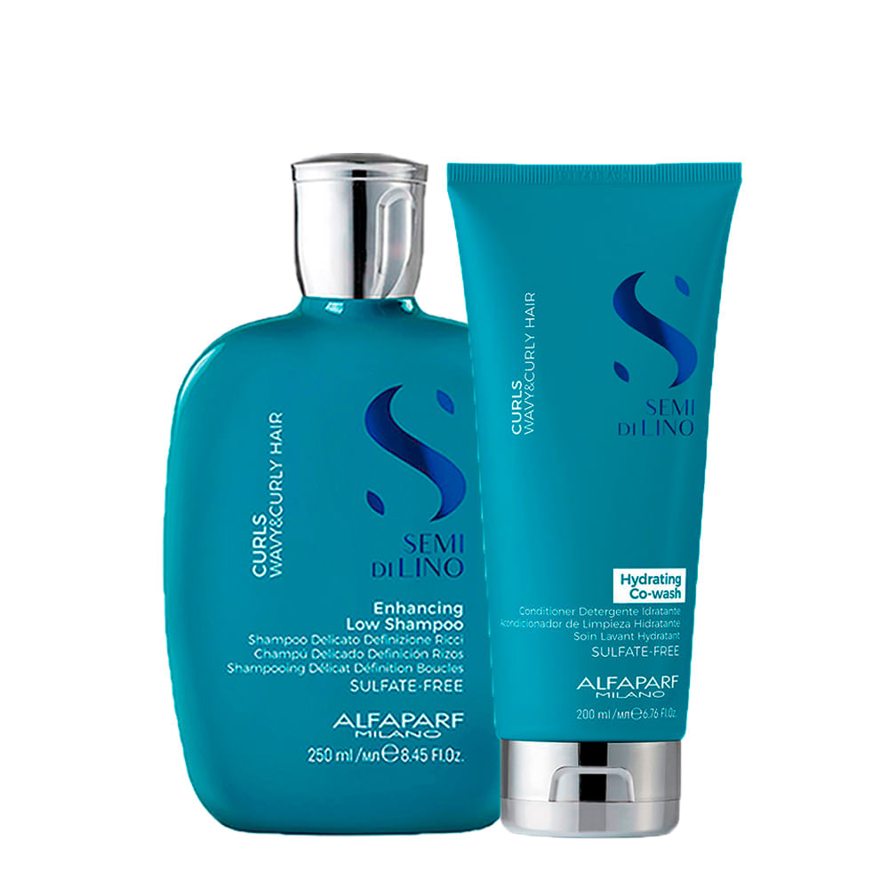 Kit Alfaparf Milano Professional Semi Di Lino Curls - Shampoo 250ml + Condicionador Co- Wash 200ml