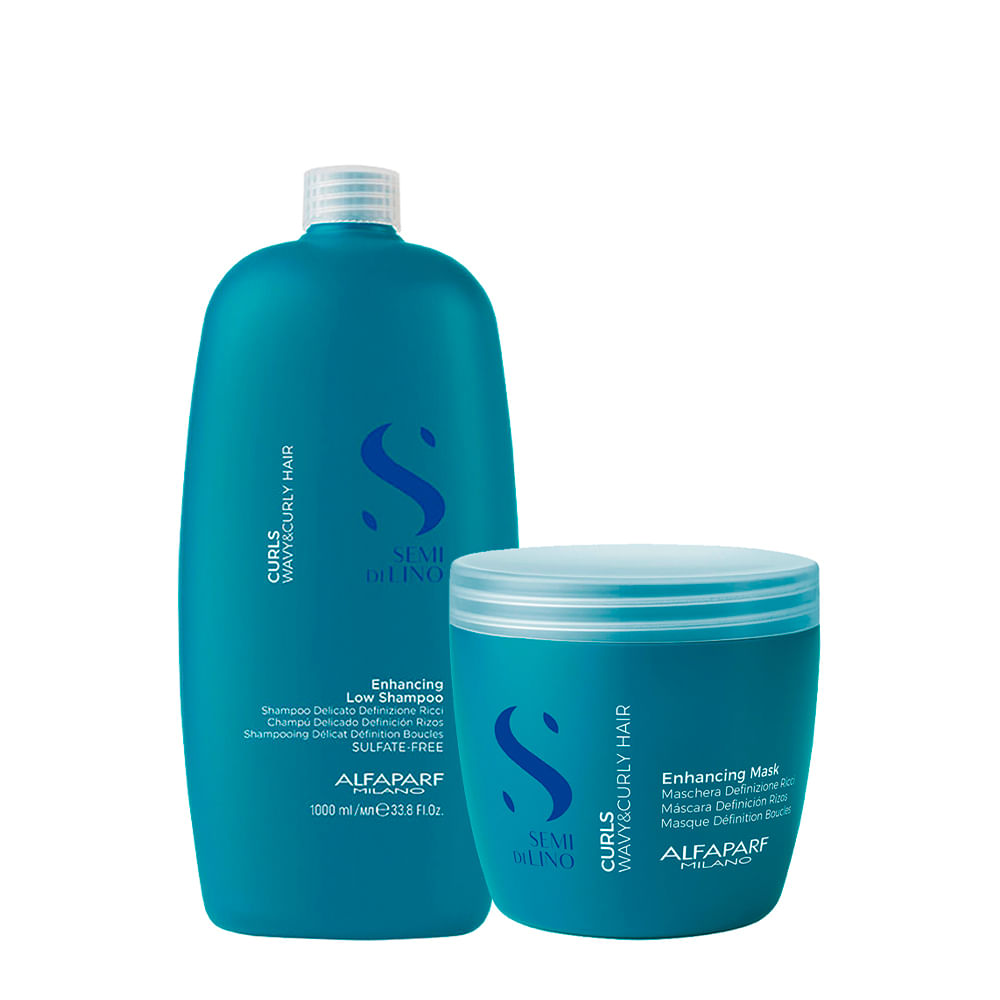 Kit Alfaparf Milano Professional Semi Di Lino Curls - Shampoo 1000ml + Máscara 500ml