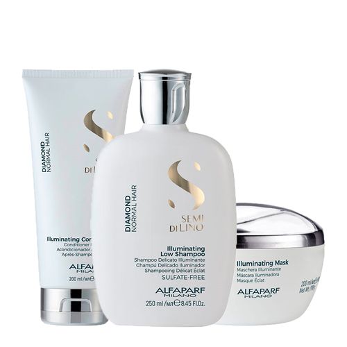 Kit Alfaparf Milano Professional Semi Di Lino Diamond - Shampoo 250ml + Condicionador 200ml + Máscara 200ml
