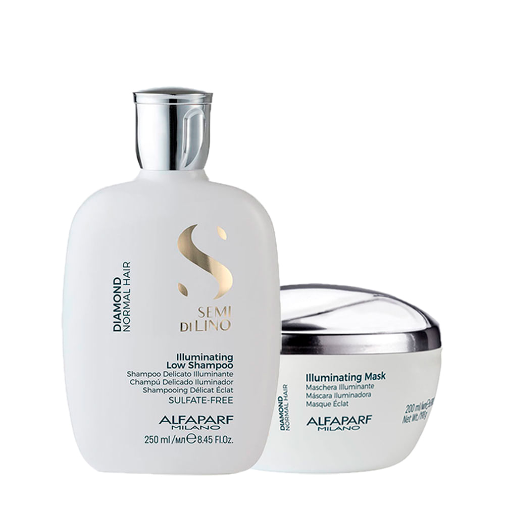 Kit Alfaparf Milano Professional Semi Di Lino Diamond - Shampoo 250ml + Máscara 200ml
