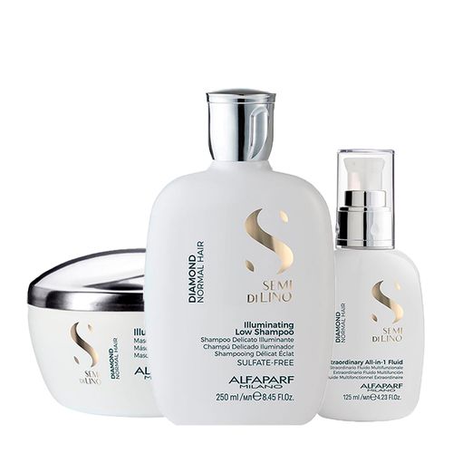 Kit Alfaparf Milano Professional Semi Di Lino Diamond - Shampoo 250ml + Máscara 200ml + Finalizador 125ml