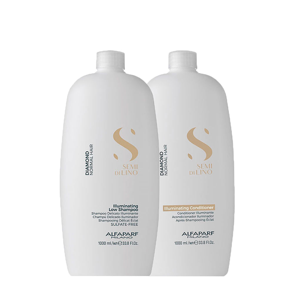 Kit Alfaparf Milano Professional Semi Di Lino Diamond - Shampoo 1000ml + Condicionador 1000ml