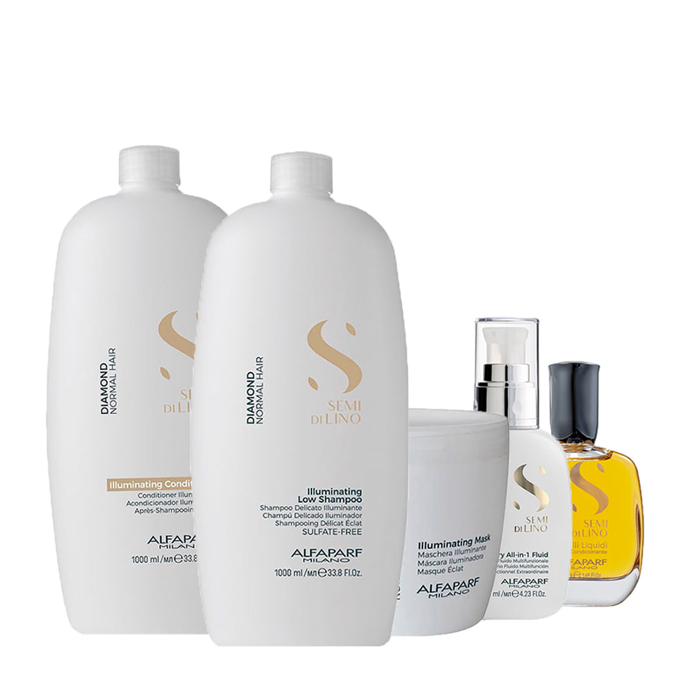 Kit Alfaparf Milano Professional Semi Di Lino Diamond Profissional - 5 Produtos