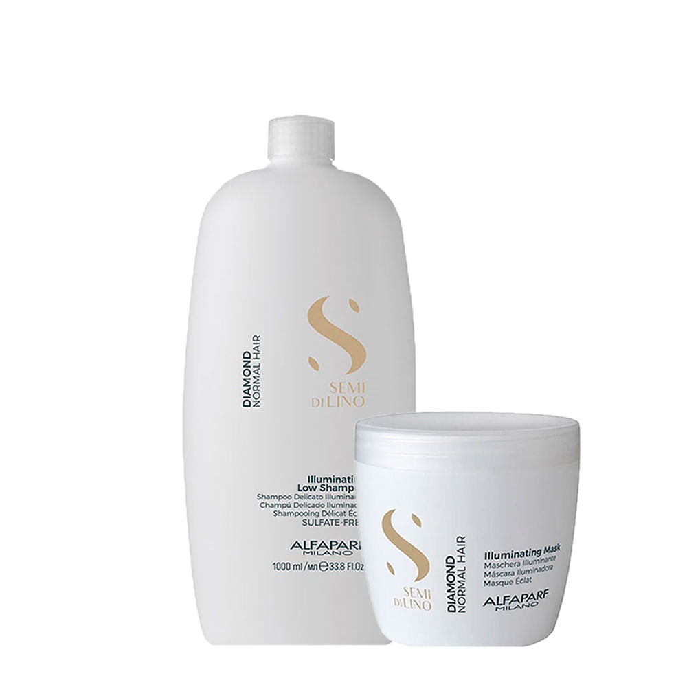 Kit Alfaparf Milano Professional Semi Di Lino Diamond - Shampoo 1000ml + Máscara 500ml