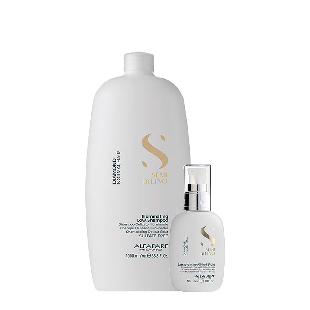 Kit Alfaparf Milano Professional Semi Di Lino Diamond - Shampoo 1000ml + Finalizador 125ml