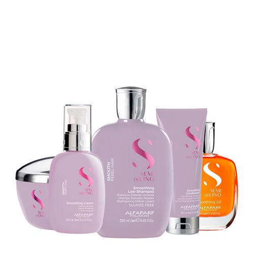 Kit Alfaparf Milano Professional Semi Di Lino Smooth Smoothing Home Care - 5 Produtos