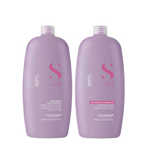Kit Alfaparf Milano Professional Semi Di Lino Smooth Smoothing - Shampoo 1000ml + Condicionador 1000ml