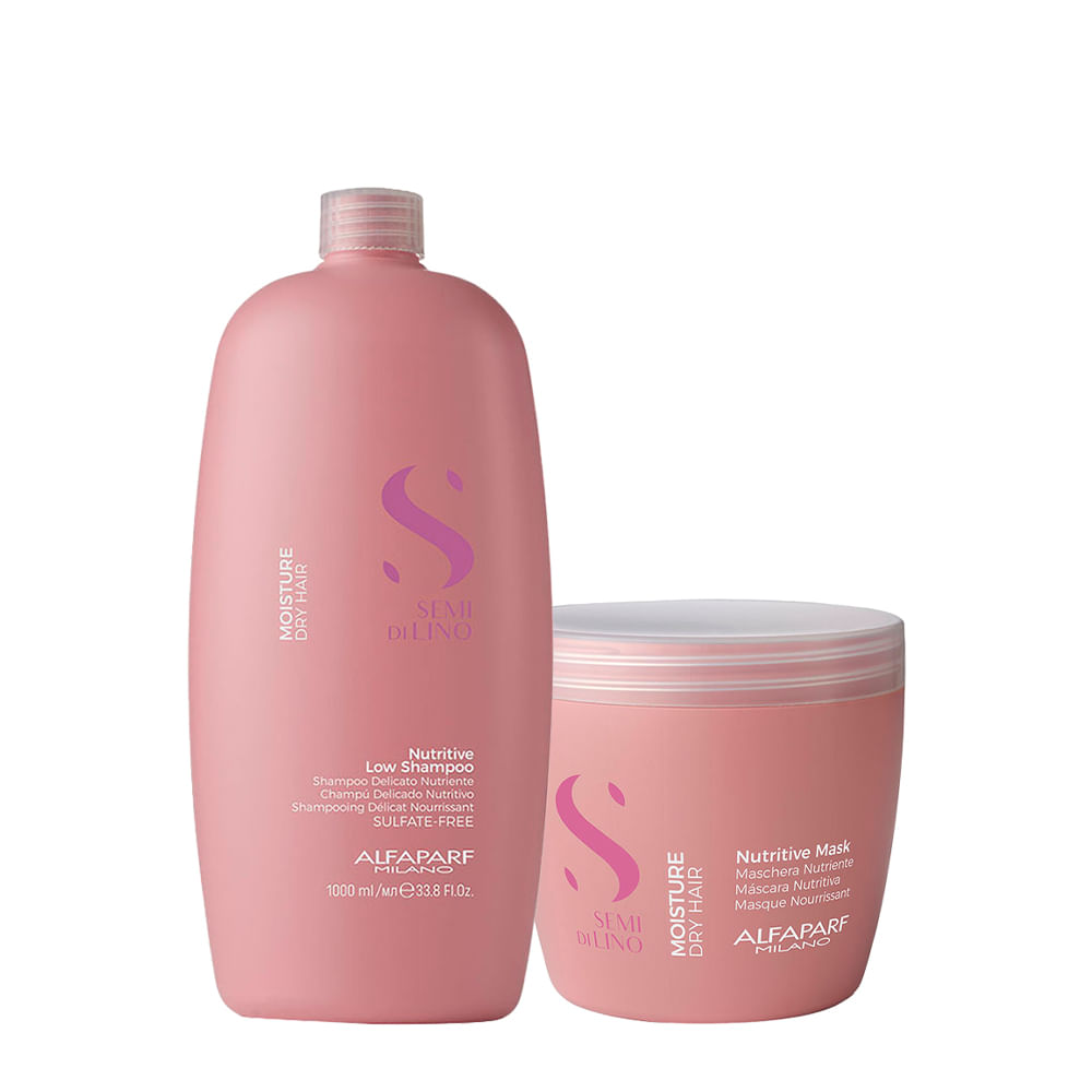 Kit Alfaparf Milano Professional Semi Di Lino Moisture - Shampoo 1000ml + Máscara 500ml