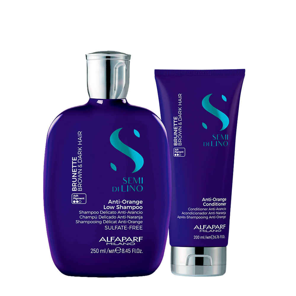 Kit Alfaparf Milano Professional Semi Di Lino Brunette Anti-Orange - Shampoo 250ml + Condicionador 200ml