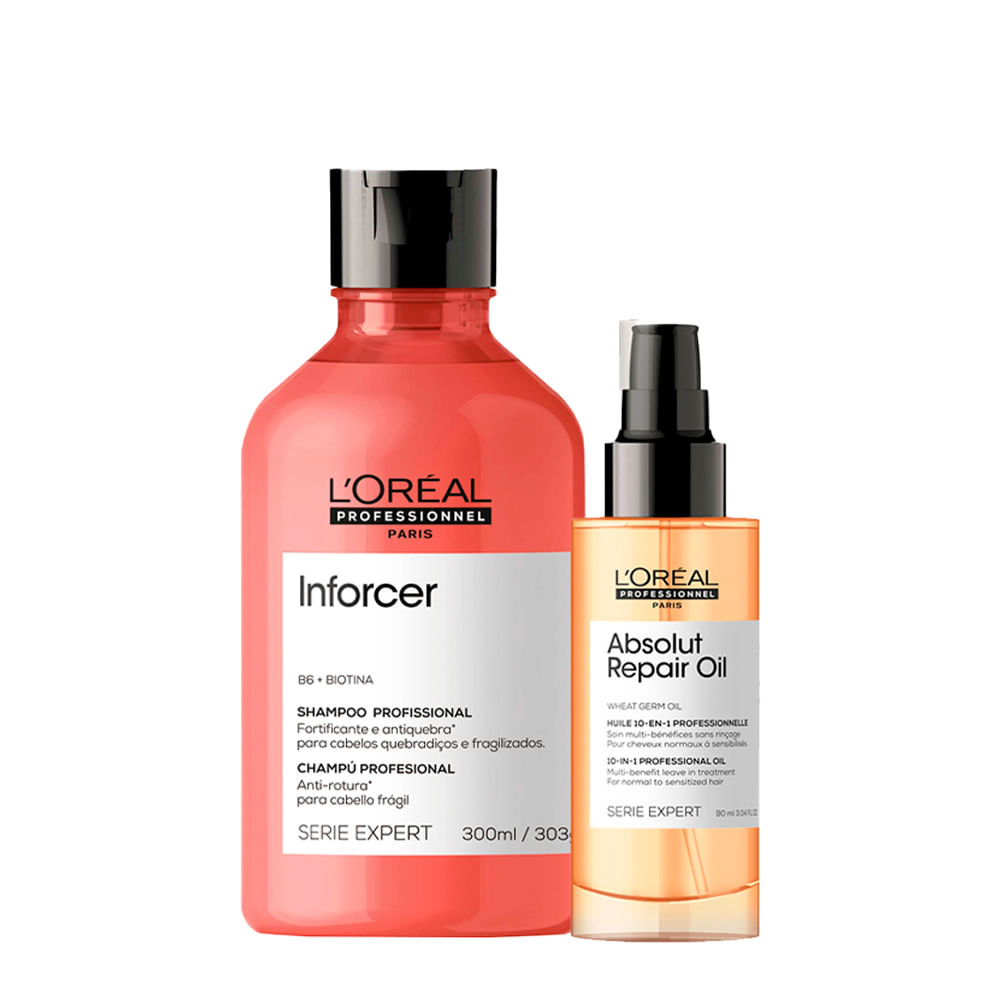 Kit L'Oréal Professionnel Serie Expert Inforcer- Shampoo 300ml + Óleo 90ml