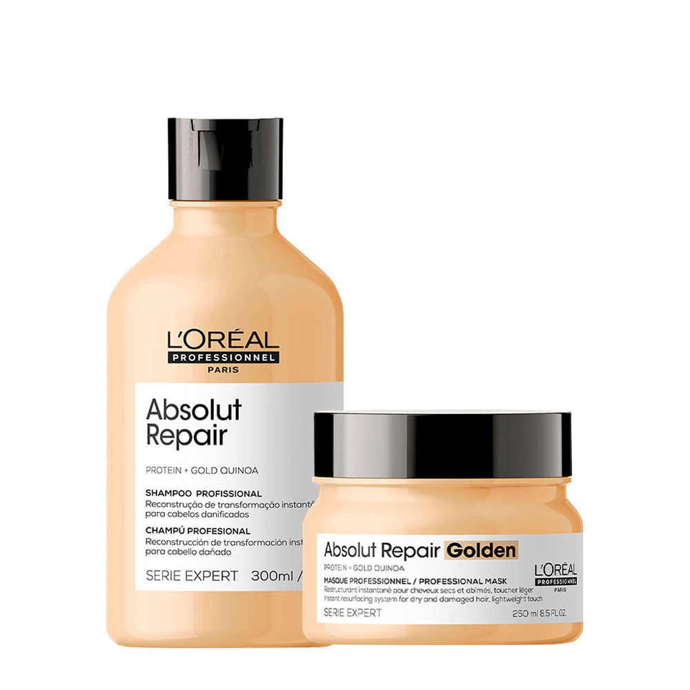 Kit L'Oréal Professionnel Serie Expert Absolut Repair Gold Quinoa - Shampoo 300ml + Máscara Golden 250g