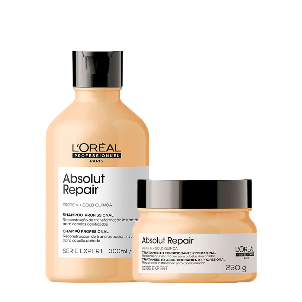 Kit L'Oréal Professionnel Serie Expert Absolut Repair Gold Quinoa - Shampoo 300ml + Máscara Reparação 250g