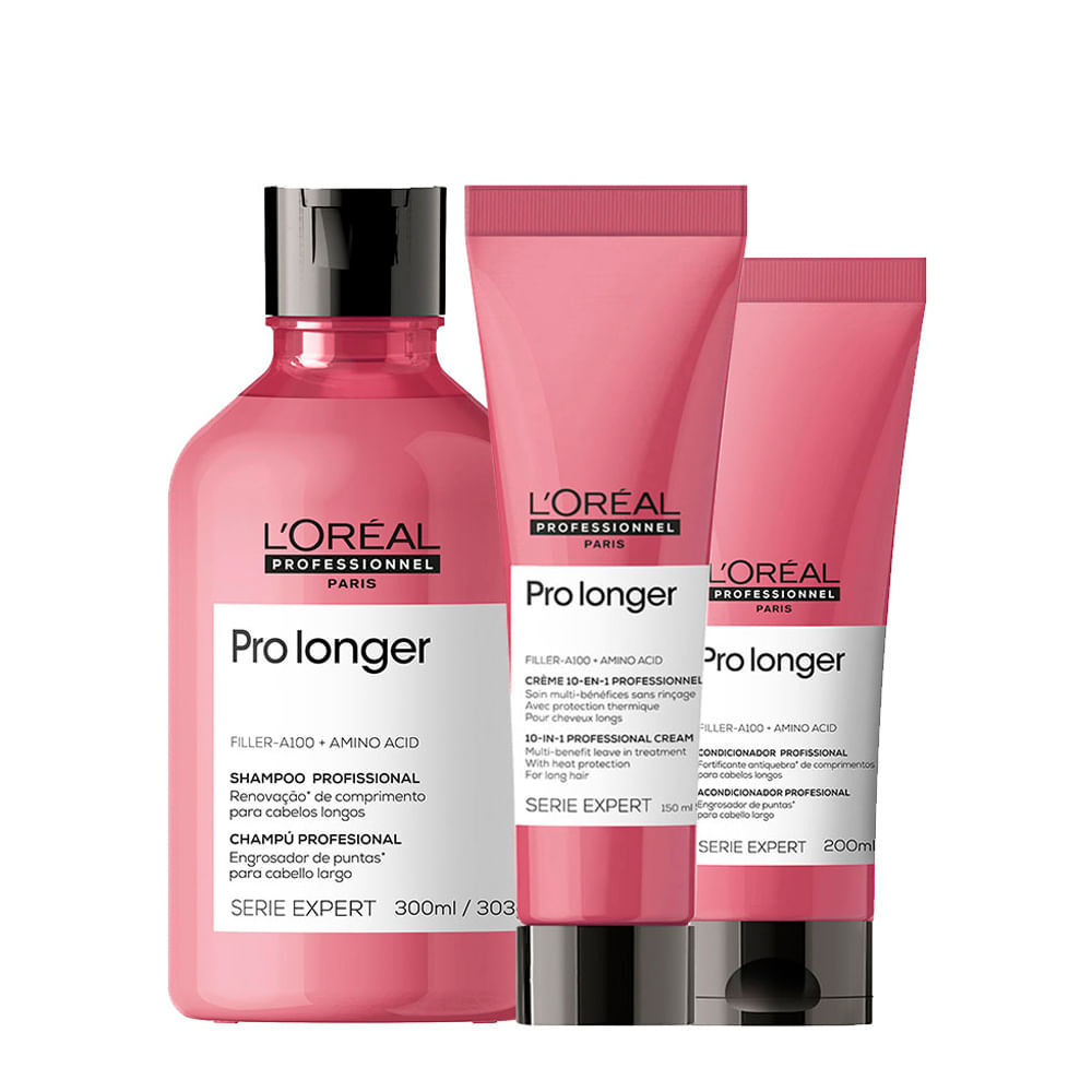 Kit L'Oréal Professionnel Serie Expert Pro Longer - Shampoo 300ml + Condicionador 200ml + Leave-In 150ml