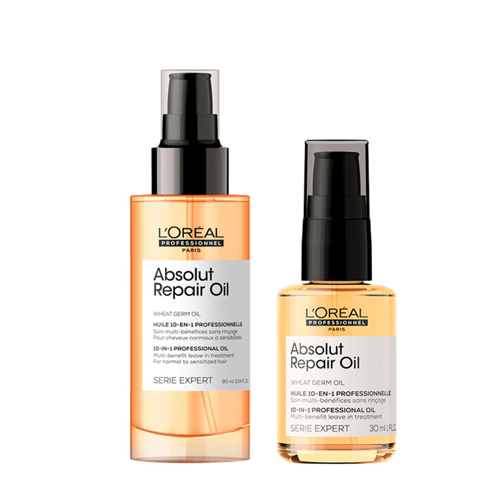 Kit L'Oréal Professionnel Serie Expert Absolut Repair Gold Quinoa - Óleo Capilar 10 In 1 30ml + Óleo Capilar 10 In 1 90ml