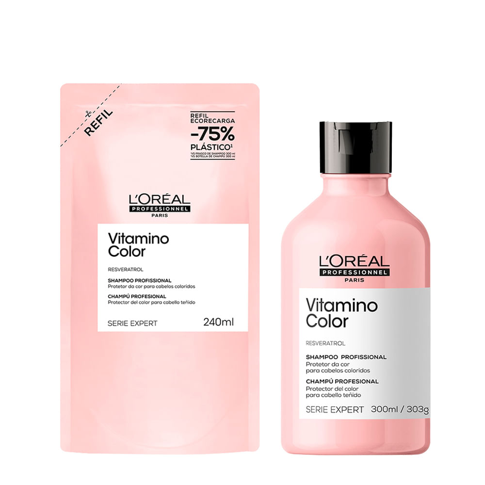 Kit L'Oréal Professionel Serie Expert Vitamino Color Shampoo 240ml Refil + Shampoo 300ml