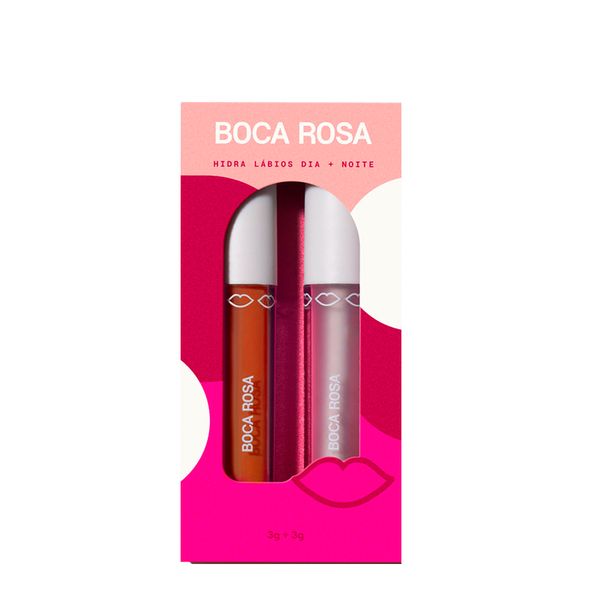 Kit Hidra Gloss Boca Rosa Dia + Noite Natural 3g + Hidra Gloss Bege 3g Kit