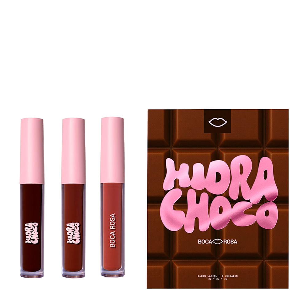 Kit Gloss Boca Rosa Hidra Choco 3g - 3 Unidades