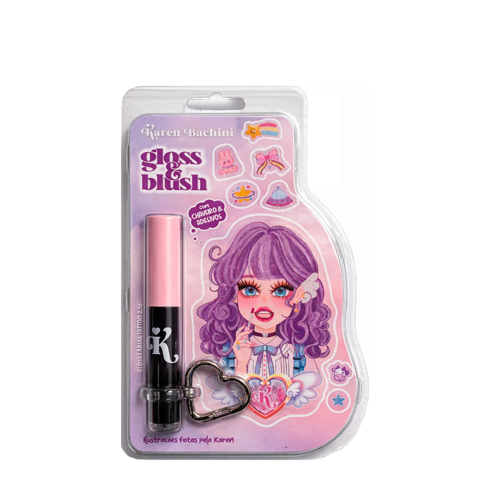 Blush e Gloss Karen Bachini Beauty Tattoo Preto 2,5ml