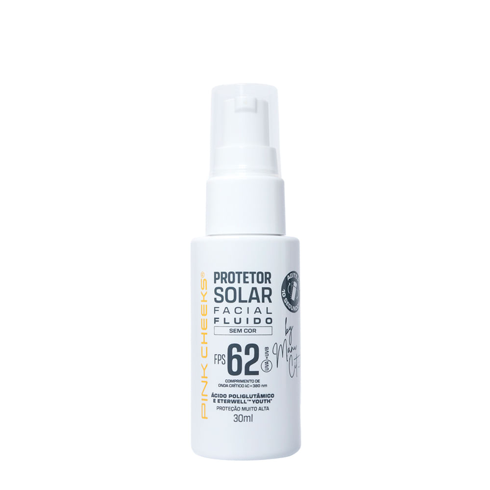 Protetor Solar Facial Pink Cheeks Fluido By Manu Cit FPS 62 30ml