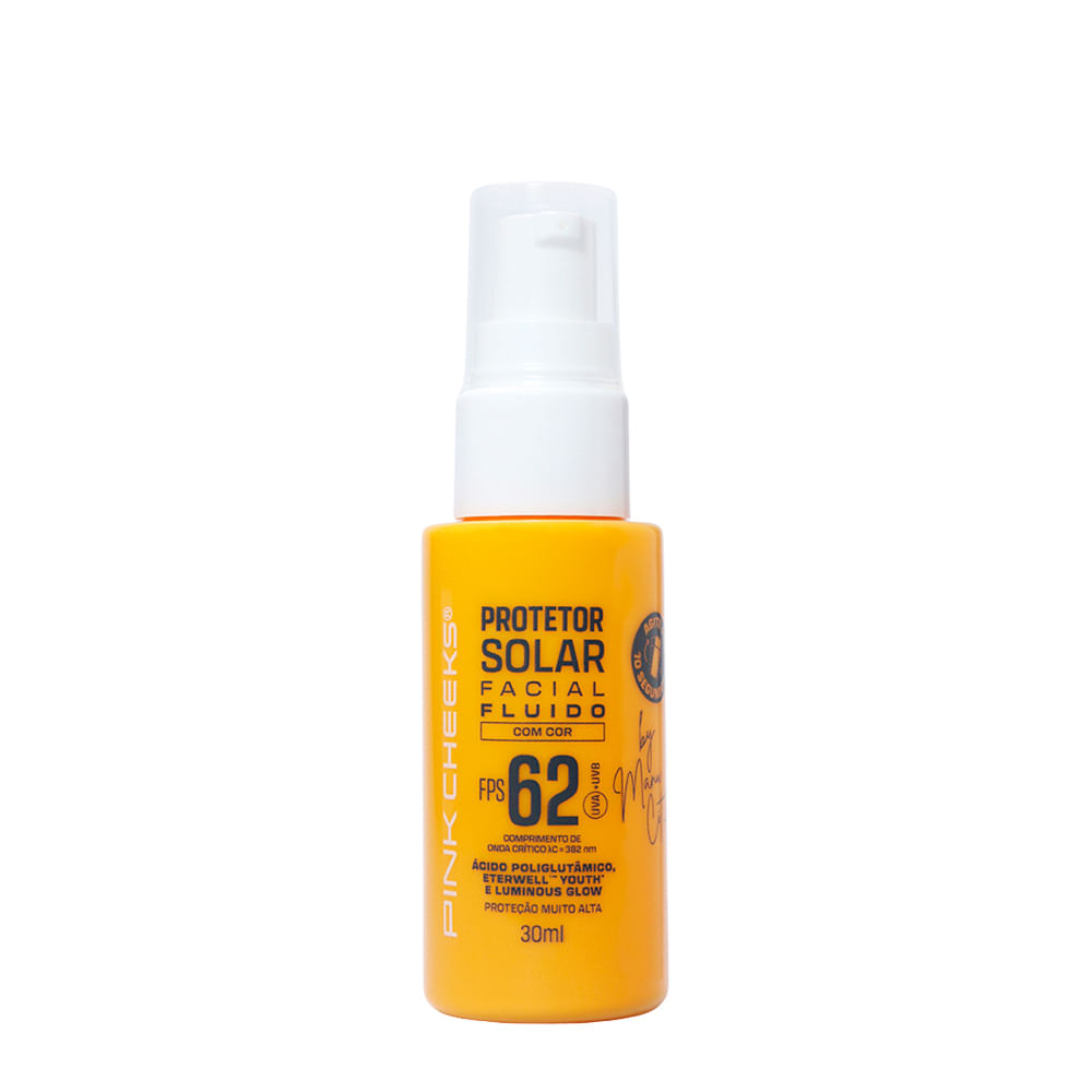 Protetor Solar Facial Pink Cheeks Fluido By Manu Cit FPS 62 Tint 15 30ml