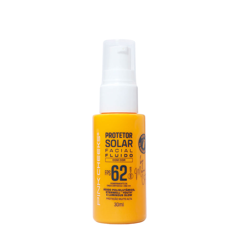 Protetor Solar Facial Pink Cheeks Fluido By Manu Cit FPS 62 Tint 30 30ml
