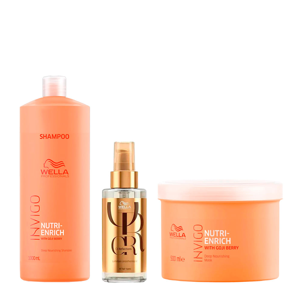 Kit Wella Professionals Invigo Nutri Enrich - Shampoo 1000ml + Máscara 500ml + Óleo 100ml