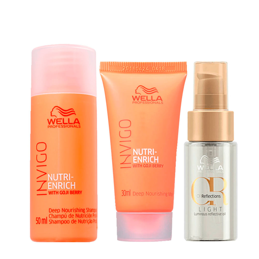 Kit Wella Professionals Invigo Nutri Enrich - Shampoo 50ml + Máscara 30ml + Óleo Oil Reflections Light 30ml