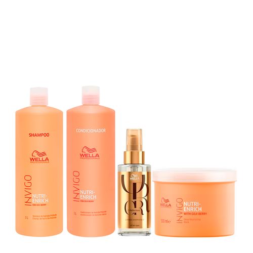 Kit Wella Professionals Invigo Nutri Enrich - Shampoo 1000ml + Condicionador 1000ml + Máscara 500ml + Óleo 100ml
