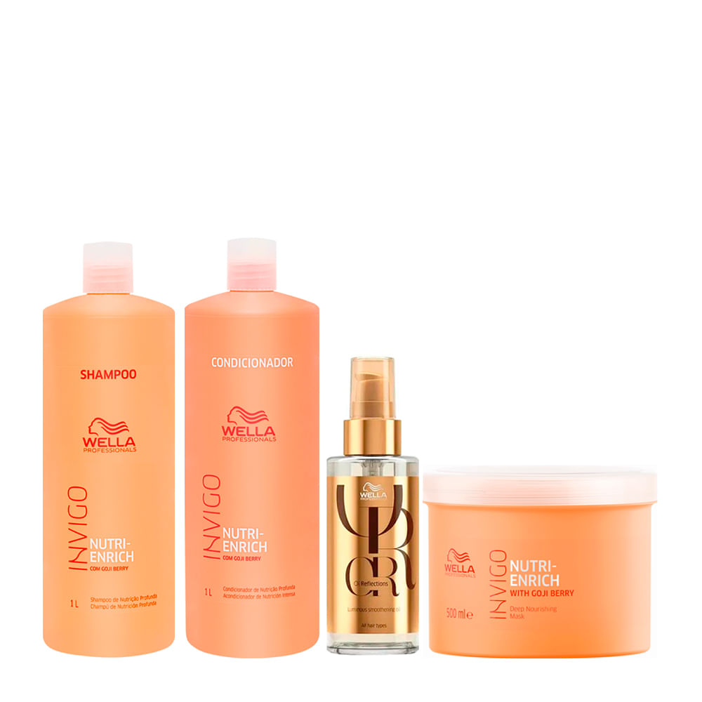 Kit Wella Professionals Invigo Nutri Enrich - Shampoo 1000ml + Condicionador 1000ml + Máscara 500ml + Óleo 100ml
