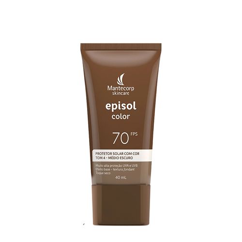 Protetor Solar Facial Mantecorp Episol Color Tom 4 Médio Escuro FPS 70 40ml