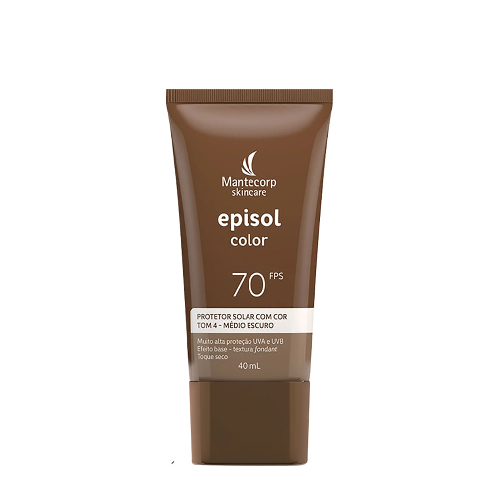 Protetor Solar Facial Mantecorp Episol Color Tom 4 Médio Escuro FPS 70 40ml