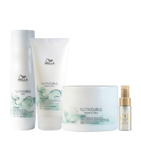 Kit Wella Professionals Nutricurls - Shampoo 250ml + Condicionador 200ml + Máscara 150ml + Óleo Light 30ml Kit