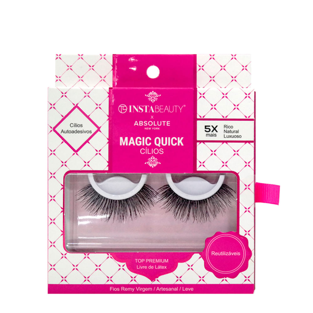 Cílios Postiços Longo Natural Absolute New York Magiquick 605 Preto 1 Par
