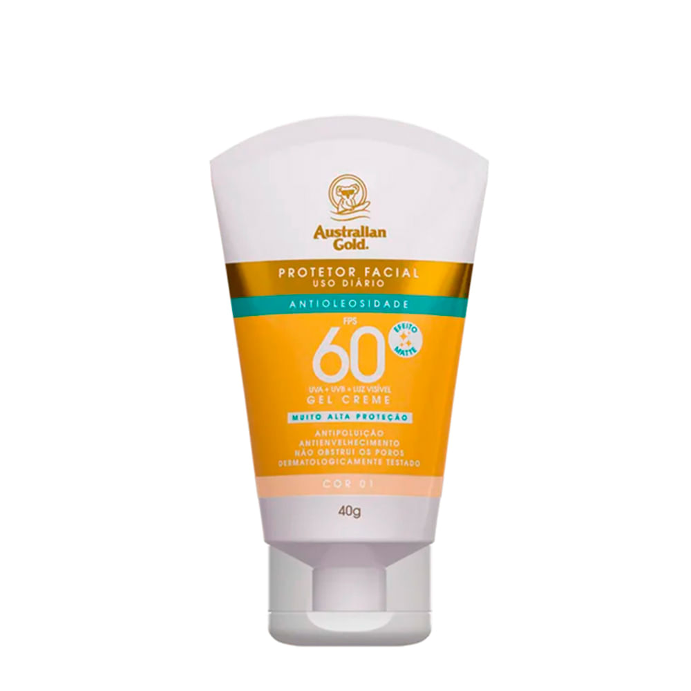 Protetor Solar Facial Matte Australian Gold Cor 01 FPS 60 40g