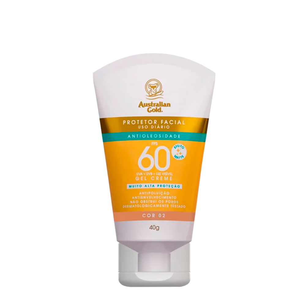 Protetor Solar Facial Matte Australian Gold Cor 02 FPS 60 40g