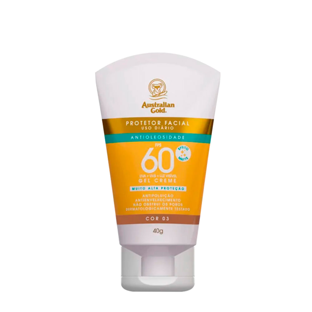 Protetor Solar Facial Matte Australian Gold Cor 03 FPS 60 40g