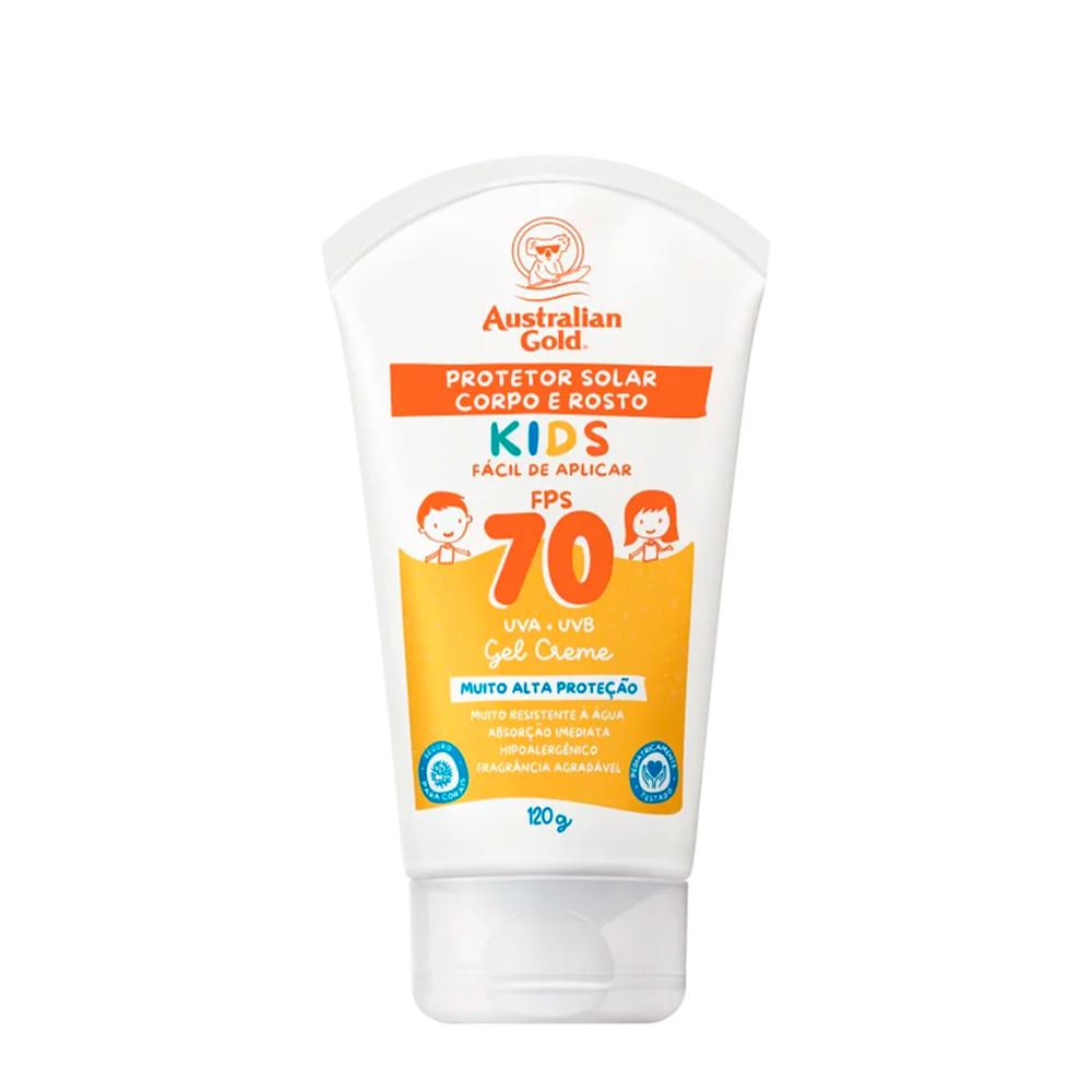 Protetor Solar Infantil Australian Gold Kids Corpo e Rosto FPS 70 - 120g