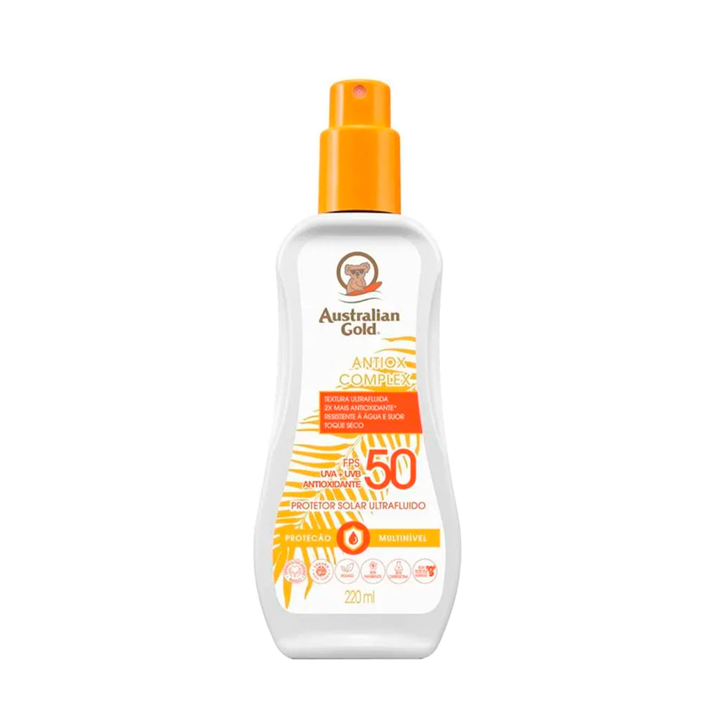 Protetor Solar Corporal Australian Gold Antiox Complex Ultrafluído FPS 50 220ml