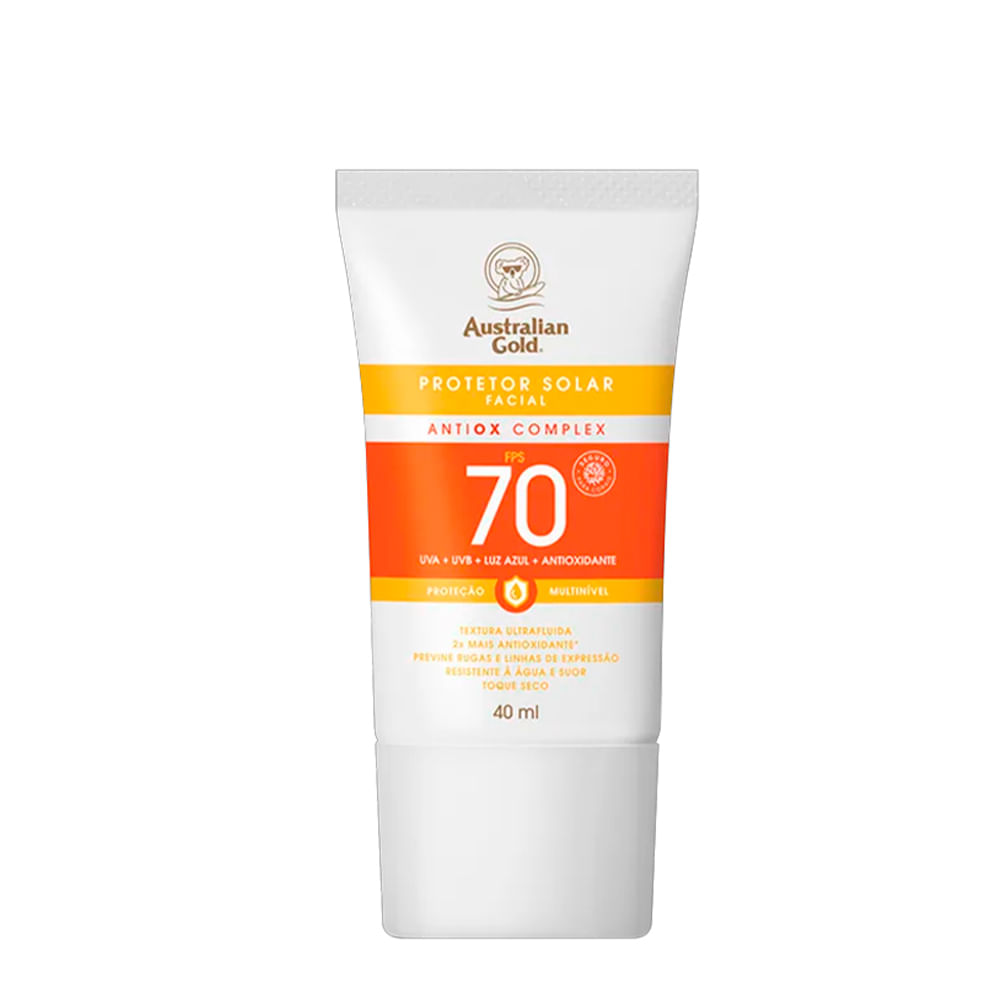 Protetor Solar Facial Australian Gold Antiox Complex Ultrafluido FPS 70 40ml