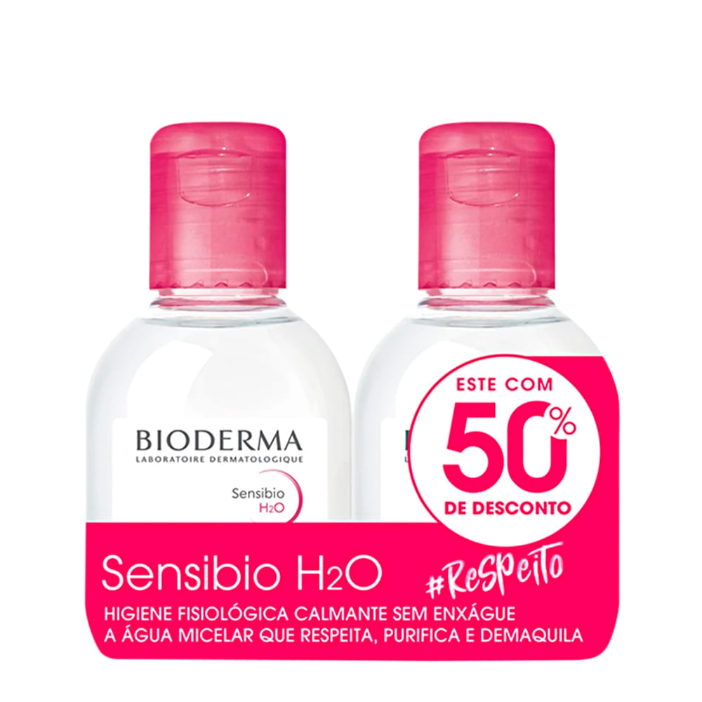 Kit Água Micelar Facial de Limpeza Bioderma Sensibio H2O 100 ml Cada - 2 Produtos