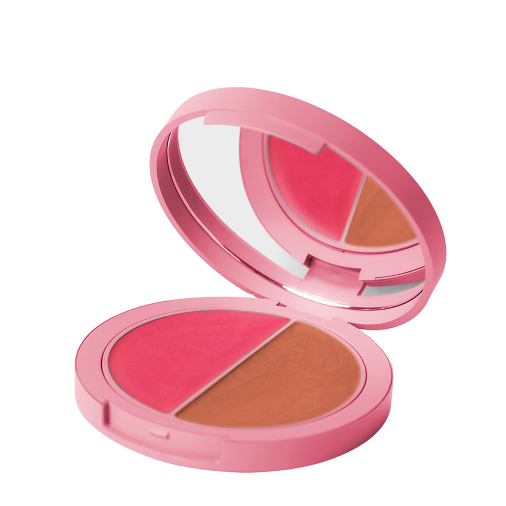 Blush e Iluminador Multifuncional Duo Care Natural Beauty Maquiagem Pink & Peach 10g - Outubro Rosa