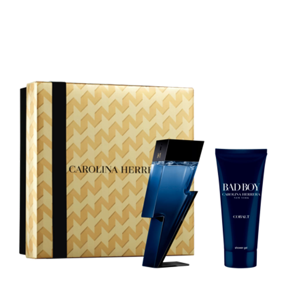 Kit Perfume Carolina Herrera Bad Boy Cobalt Masculino - Eau de Parfum Électrique 100ml + Gel de Banho 100ml