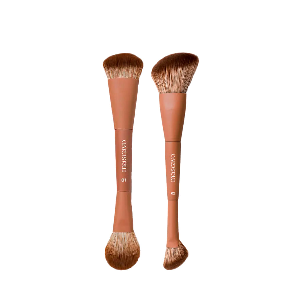Kit Mascavo Pro Series Pincel de Maquiagem Duplo para Rosto + Pincel de Maquiagem Duplo Angular