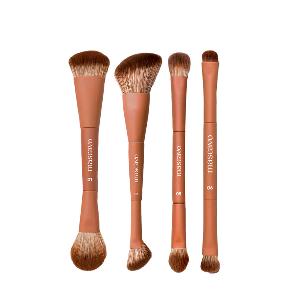 Kit Mascavo Pro Series Pincel de Maquiagem Duplo - 4 Produtos